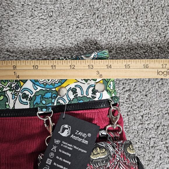 Zand Amsterdam Mini Skirt Womens OS Maroon Corduroy Reversible W Purse Boho - Picture 12 of 14